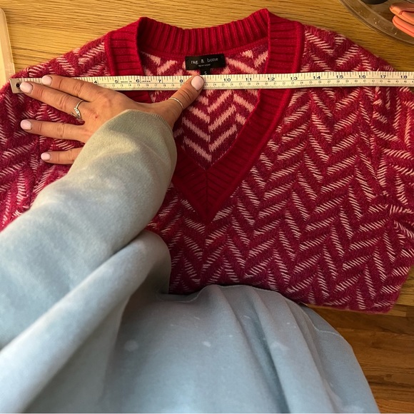 rag & bone Biata V-Neck Sweater, Sz S | Wool, Radish Pink - Picture 11 of 12